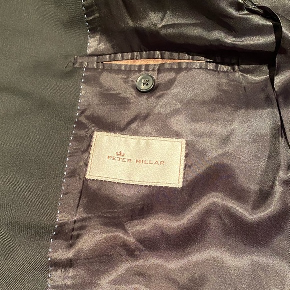 Peter Millar Men's 50R Solid Black Two Button Dual Vent Blazer Wool - Picture 6 of 7